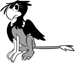 Size: 912x767 | Tagged: safe, artist:briskby, derpibooru import, gilda, gryphon, black and white cartoon, old timey, retro, rubber hose animation, simple background, solo, transparent background