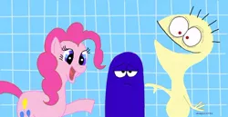 Size: 600x309 | Tagged: safe, artist:okiegurl1981, derpibooru import, pinkie pie, bloo (foster's), cheese, cheese (foster's home for imaginary friends), crossover, foster's home for imaginary friends, image, jpeg