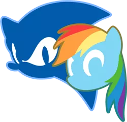Size: 850x816 | Tagged: artifact, artist:fuzon-s, crossover, derpibooru import, duo, logo, rainbow dash, safe, simple background, sonic the hedgehog, sonic the hedgehog (series), style emulation, transparent background