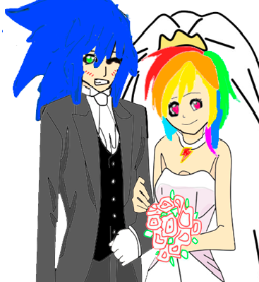 Size: 367x399 | Tagged: artist:kaiamurosesei, crossover, crossover shipping, derpibooru import, humanized, interspecies, love, rainbow dash, safe, shipping, sonicdash, sonic the hedgehog, sonic the hedgehog (series)