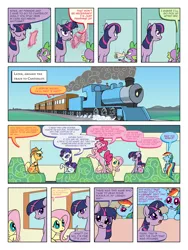 Size: 900x1200 | Tagged: applejack, artist:arofatamahn, comic, comic:the night the magic died, derpibooru import, fluttershy, mane six, pinkie pie, rainbow dash, rarity, safe, spike, train, twilight sparkle