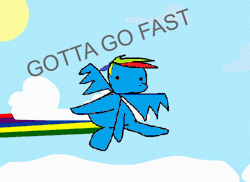 Size: 500x364 | Tagged: animated, artist:extradan, derpibooru import, dumb running ponies, gotta go fast, rainbow dash, safe, solo, stylistic suck