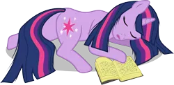 Size: 6092x3000 | Tagged: artist:mandydax, book, derpibooru import, safe, simple background, sleeping, transparent background, twilight sparkle, vector