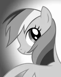 Size: 2400x3000 | Tagged: artist:t-dijk, black and white, bust, derpibooru import, grayscale, high res, monochrome, photo, portrait, poster, rainbow dash, safe, solo, the mysterious mare do well