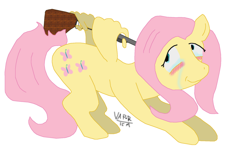 Size: 1748x1128 | Tagged: semi-grimdark, artist:vapor-tea, derpibooru import, fluttershy, pegasus, pony, blushing, crying, female, gun, imminent death, imminent suicide, mare, solo, wing hands