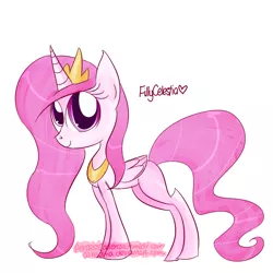 Size: 1000x1000 | Tagged: safe, artist:princesscadenza, derpibooru import, princess celestia, alicorn, pony, female, filly, smiling, solo