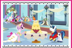 Size: 732x486 | Tagged: applejack, cake, derpibooru import, fluttershy, game, mane six, pinkie pie, princess cadance, princess celestia, rainbow dash, rarity, safe, shining armor, spike, twilight sparkle, wedding cake creator