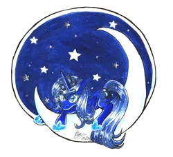 Size: 800x728 | Tagged: artist:memokkeen, crescent moon, derpibooru import, moon, princess luna, prone, safe, solo, tangible heavenly object