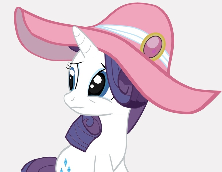 Size: 1024x797 | Tagged: artist:alamber, crying, derpibooru import, giant hat, hat, rarity, safe