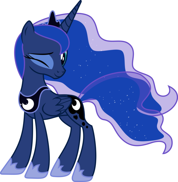 Size: 6000x6147 | Tagged: absurd resolution, artist:kraysee, derpibooru import, princess luna, safe, simple background, solo, wink