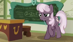 Size: 6000x3486 | Tagged: 1984, 20% cooler, artist:blackgryph0n, chalkboard, cheerilee, derpibooru import, discorded, math, ponyville schoolhouse, safe, solo, teaching