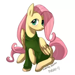 Size: 1270x1266 | Tagged: artist:purmu, bottomless, clothes, derpibooru import, fluttershy, partial nudity, safe, sweater, sweatershy