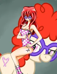 Size: 2461x3188 | Tagged: artist:manhunterj, breasts, candy, candy cane, cutie mark on human, derpibooru import, food, glasses, high res, humanized, suggestive, twist