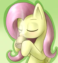 Size: 1405x1534 | Tagged: safe, artist:dazko, derpibooru import, fluttershy, pegasus, pony, coffee, coffee mug, cup, drinking, eyes closed, female, mare, mug, simple background, solo, steam