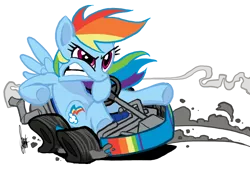 Size: 800x542 | Tagged: angry, artist:theartrix, car, derpibooru import, drifting, go kart, go-kart, gritted teeth, kart, mario kart, ponykart, racer, racing, rainbow dash, safe, smoke, solo, underhoof, windswept mane