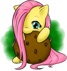 Size: 550x580 | Tagged: safe, artist:stardustxiii, derpibooru import, fluttershy, pegasus, pony, cookie, female, filly, filly fluttershy, micro, solo, younger