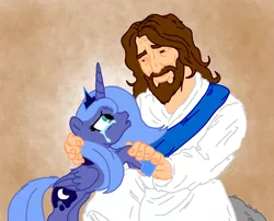 Size: 942x760 | Tagged: artist:joelashimself, artist:uguardian, christianity, crying, derpibooru import, jesus christ, princess luna, religion, s1 luna, safe