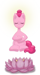 Size: 582x1093 | Tagged: artist:hollowzero, derpibooru import, lotus (flower), meditating, pinkie pie, safe