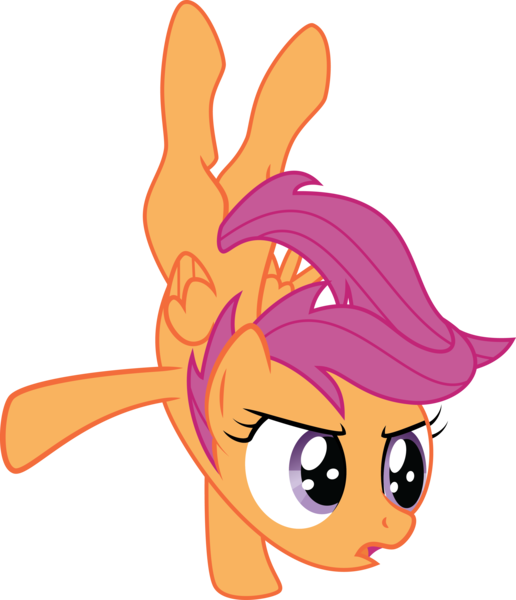 Size: 3286x3822 | Tagged: artist:justablankflank, derpibooru import, handstand, high res, open mouth, safe, scootaloo, simple background, solo, transparent background, upside down