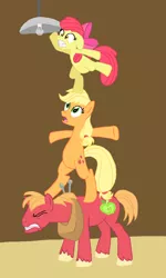 Size: 614x1024 | Tagged: safe, artist:kinrah, derpibooru import, apple bloom, applejack, big macintosh, earth pony, pony, apple siblings, lightbulb, male, stallion