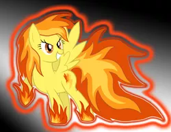 Size: 2200x1700 | Tagged: artist:xain-russell, derpibooru import, fire, grin, raised hoof, safe, smirk, solo, spitfiery, spitfire