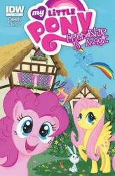 Size: 594x904 | Tagged: angel bunny, artist:stephbuscema, comic, comic book, cover, derpibooru import, fluttershy, idw, idw advertisement, official, official art, official comic, pinkie pie, rainbow dash, safe