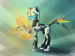 Size: 1037x774 | Tagged: artist:kiriall, crossover, derpibooru import, mass effect, omni-tool, rainbow dash, safe