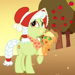 Size: 4800x4800 | Tagged: safe, artist:beavernator, derpibooru import, applejack, granny smith, pony, absurd resolution, baby, baby pony, babyjack, foal, young granny smith