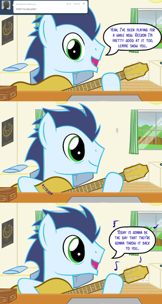 Size: 853x1600 | Tagged: anyways here's wonderwall, artist:catiron, ask soarin the wonderbolt, derpibooru import, lyrics, oasis (band), safe, soarin', song reference, wonderwall