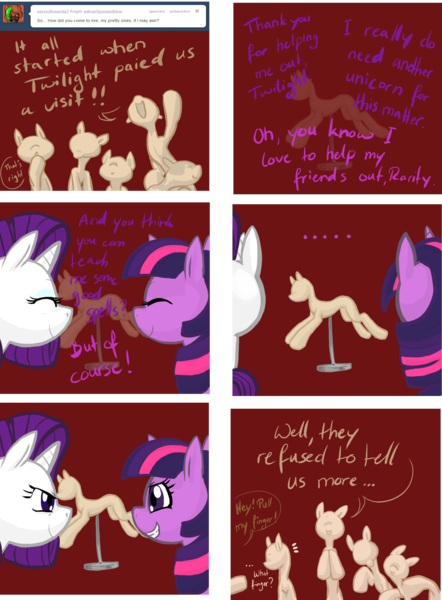 Size: 1909x2591 | Tagged: safe, derpibooru import, rarity, twilight sparkle, ask rarity's manikins, ask, mannequin