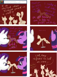 Size: 1909x2591 | Tagged: safe, derpibooru import, rarity, twilight sparkle, ask rarity's manikins, ask, mannequin