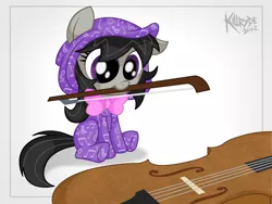 Size: 2400x1800 | Tagged: artist:killryde, cello, clothes, cute, derpibooru import, filly, footed sleeper, hnnng, musical instrument, octavia melody, pajamas, safe, solo, tavibetes
