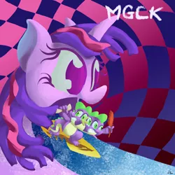 Size: 4800x4800 | Tagged: absurd resolution, album cover, artist:docwario, derpibooru import, mgmt, parody, safe, spike, twilight sparkle