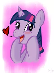 Size: 3000x4000 | Tagged: safe, artist:wonder-waffle, derpibooru import, twilight sparkle, blushing, heart, smiling, solo