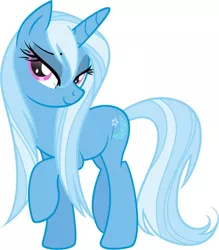 Size: 632x720 | Tagged: artist:daviez20, bedroom eyes, derpibooru import, looking at you, raised hoof, safe, simple background, smiling, trixie, vector, wet mane, white background