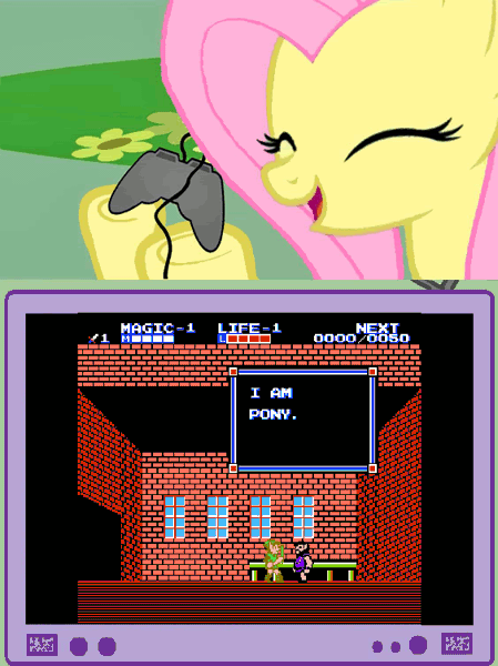 Size: 563x752 | Tagged: safe, derpibooru import, fluttershy, pony, error, exploitable meme, i am error, i am pony, link, meme, the legend of zelda, tv meme, zelda ii: the adventure of link