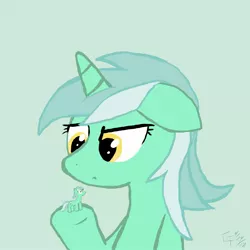 Size: 2300x2300 | Tagged: artist:wonder-waffle, derpibooru import, gray background, high res, lyra heartstrings, safe, simple background, solo, toy, unamused