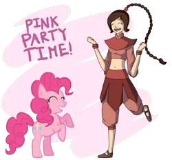 Size: 720x668 | Tagged: abstract background, artist:jennilah, avatar the last airbender, crossover, derpibooru import, pinkie pie, safe, simple background, transparent background, ty lee