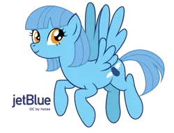 Size: 951x731 | Tagged: dead source, safe, artist:hezaa, derpibooru import, oc, oc:jet stream, ponified, unofficial characters only, pegasus, pony, airline, female, jetblue, mare, mascot, solo