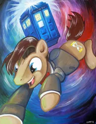 Size: 2060x2648 | Tagged: safe, artist:milesofcrochet, derpibooru import, doctor whooves, time turner, crossover, high res, tardis