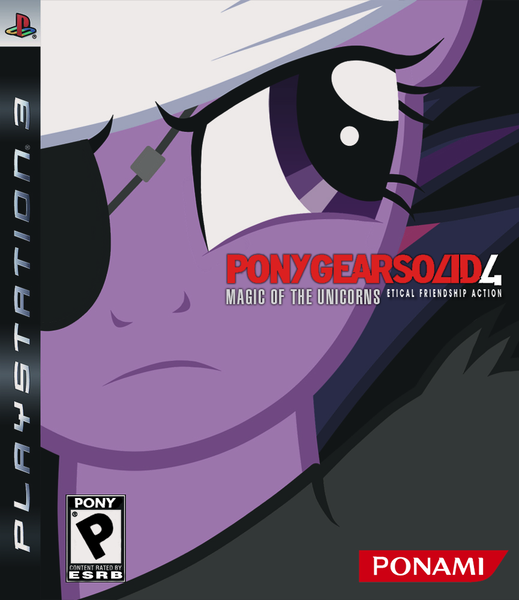 Size: 865x1000 | Tagged: artist:jennieoo, derpibooru import, future twilight, game cover, konami, metal gear, metal gear solid, metal gear solid 4, parody, playstation, playstation 3, safe, twilight sparkle, video game