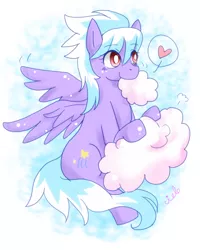 Size: 640x800 | Tagged: safe, artist:charmyamber, derpibooru import, cloudchaser, pegasus, pony, abstract background, cloud, cloudy, cute, female, happy, heart, mare, nom, solo, spread wings, wings