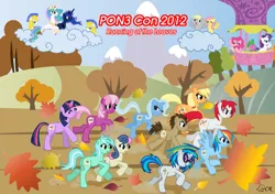 Size: 900x633 | Tagged: safe, artist:ladypixelheart, derpibooru import, applejack, bon bon, cheerilee, derpy hooves, fluttershy, lyra heartstrings, pinkie pie, princess celestia, princess luna, rainbow dash, rarity, spike, sweetie drops, trixie, twilight sparkle, vinyl scratch, pegasus, pony, female, mare, poster