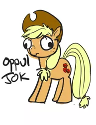 Size: 695x900 | Tagged: applejack, artist:aphexangel, derp, derpibooru import, safe, simple background, solo