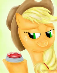 Size: 1800x2300 | Tagged: applejack, artist:frostmusic, big red button, derpibooru import, safe