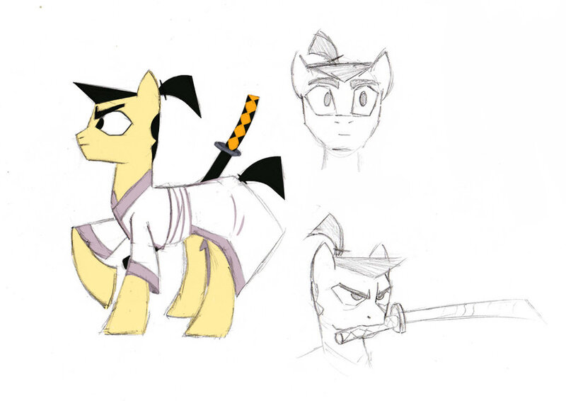 Size: 900x637 | Tagged: artist:spyrothefox, crossover, derpibooru import, ponified, safe, samurai jack