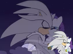 Size: 1034x773 | Tagged: artist:kaiamurosesei, crossover, crossover shipping, derpibooru import, female, interspecies, kissing, love, male, rarity, safe, shipping, silvarity, silver the hedgehog, sonic the hedgehog, sonic the hedgehog (series), straight