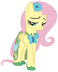 Size: 4017x5000 | Tagged: absurd resolution, artist:jennieoo, clothes, cute, derpibooru import, dress, flower, flower in hair, fluttershy, gala dress, sad, sadorable, safe, shyabetes, simple background, solo, suited for success, transparent background, vector