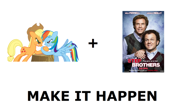 Size: 1337x796 | Tagged: applejack, derpibooru import, exploitable meme, make it happen, meta, rainbow dash, safe, step brothers