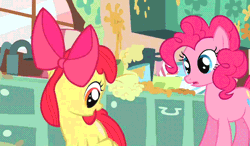 Size: 766x448 | Tagged: animated, apple bloom, call of the cutie, chasing own tail, derpibooru import, pinkie pie, safe, screencap, spinning, you spin me right round